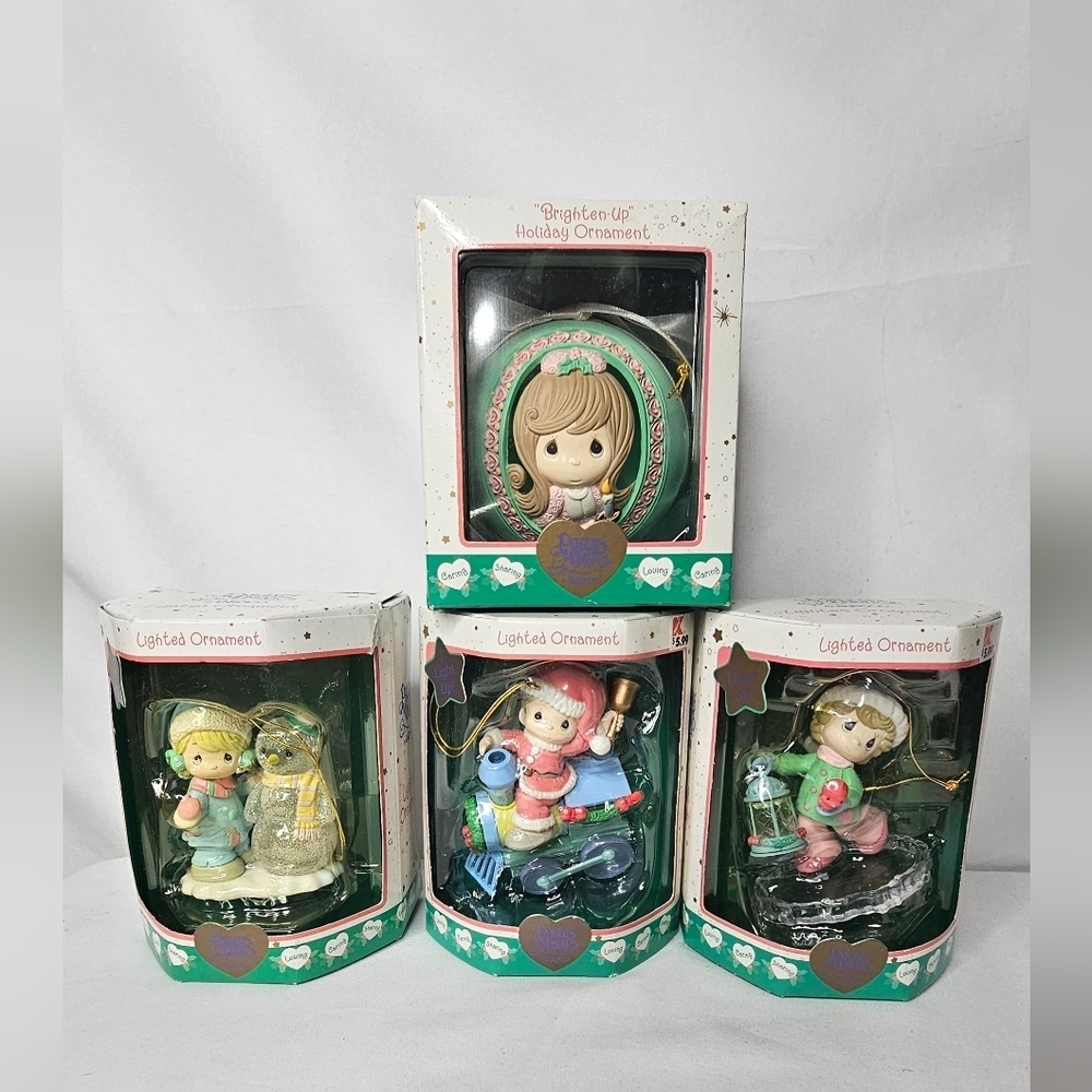 Precious Moments Lighted Ornaments Lot of 4 Enesco Christmas Vintage New In Box